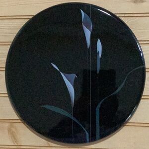 Mikasa FX005 Opus Black Calla Lily Round Cake Plate Cheese Plate Serving Platter
